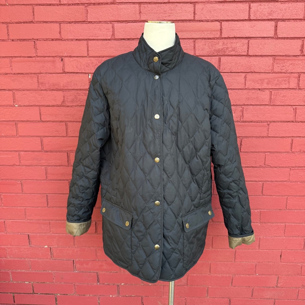 Eddie Bauer Womens Quilted Goose Down Jacket Black Size 2X Chore Barn‎ Cottage